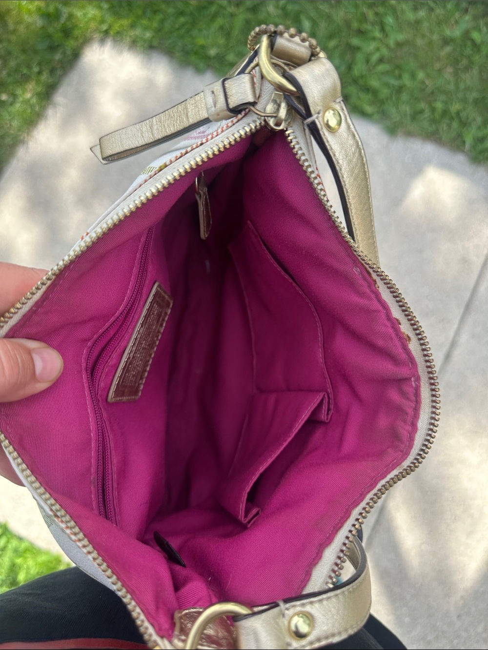 Coach White Multicolor Plaid Crossbody with Gold Accents - Picture 9 of 16